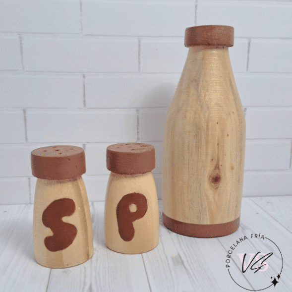 Set Salero/Pimentero/Botella (madera)
