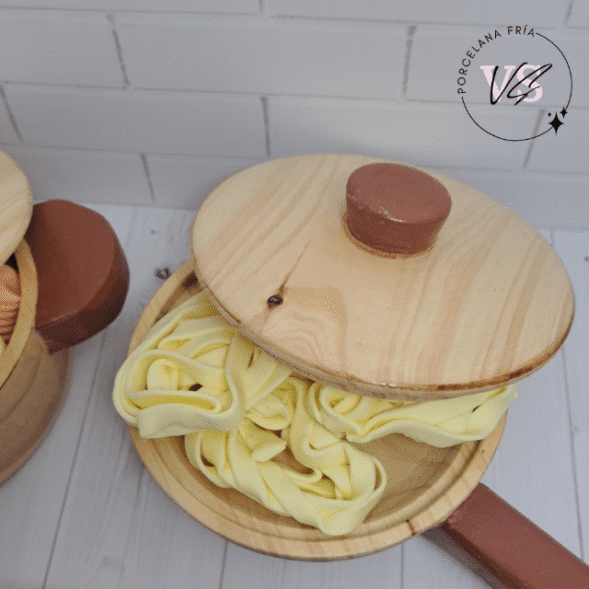 Set Juego de olla y sartén, espumadera y cucharon y pastas (madera) - Imagen 3